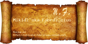 Miklóska Fabrícius névjegykártya
